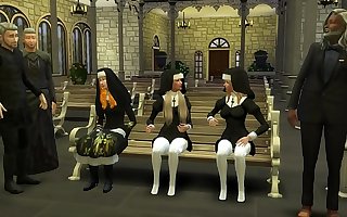 Padres Católicos Abusan y Se Follan a las Nuevas Monjas Inocentes En El Templo 3D Porn Hentai