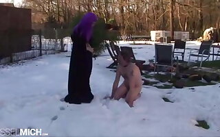 Resultant Punishment with german dominatrix in fetish lock-up