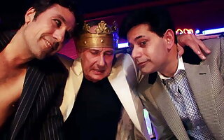 A group orgy with many whores and many and various big cocks